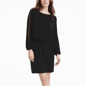 White House Black Market| Black Cutout Lattice Sleeve Mini Dress XS